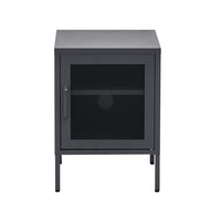 Thumbnail for ArtissIn Bedside Table Mesh Door Cabinet - MINI Black