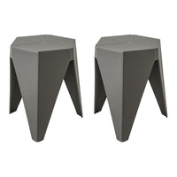 Thumbnail for ArtissIn 2x Bar Stools Puzzle Plastic Foot Stool Grey