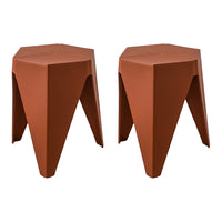 Thumbnail for ArtissIn 2x Bar Stools Puzzle Plastic Foot Stool Red