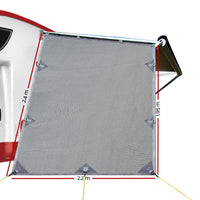 Thumbnail for Caravan Privacy Screen Roll Out Awning 1.95 x 2.2M Sun Shade End Wall Side Grey