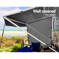 Thumbnail for Caravan Privacy Screen Roll Out Awning 1.95 x 2.2M Sun Shade End Wall Side Grey