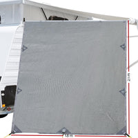 Thumbnail for Caravan Privacy Screen Roll Out Awning 2.1x1.8M Sun Shade Pop Top End Wall Grey