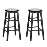 Thumbnail for Artiss 2x Bar Stools Round Chairs Wooden Black