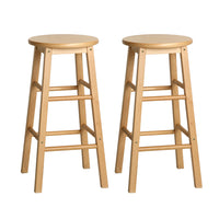 Thumbnail for Artiss 2x Bar Stools Round Chairs Wooden Nature