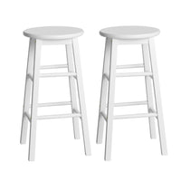 Thumbnail for Artiss 2x Bar Stools Round Chairs Wooden White