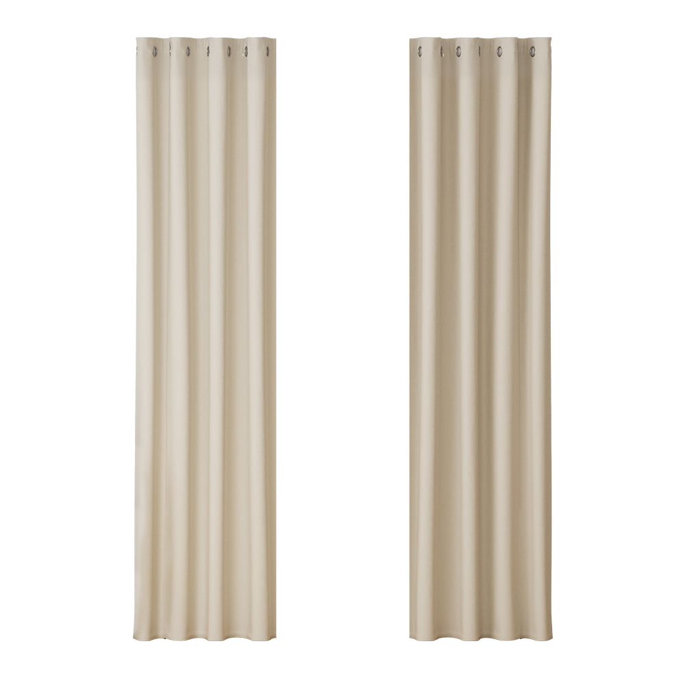 Artiss 2X Blockout Curtains Eyelet 140x230cm Beige