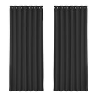 Thumbnail for Artiss 2X Blockout Curtains Eyelet 240x230cm Black