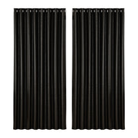 Thumbnail for Artiss 2X Blockout Curtains Eyelet 300x230cm Black Shine