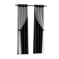 Thumbnail for Artiss 2X 132x160cm Blockout Sheer Curtains Black