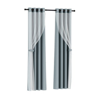 Thumbnail for Artiss 2X 132x274cm Blockout Sheer Curtains Light Grey