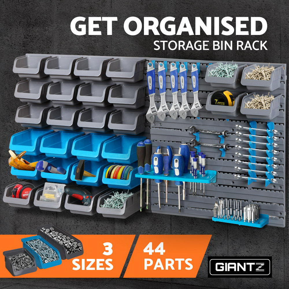 Giantz 44 Storage Bin Rack Wall Mounted Peg Board