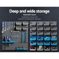 Thumbnail for Giantz 44 Storage Bin Rack Wall Mounted Peg Board