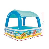 Thumbnail for Bestway Kids Pool 140x140x114cm Inflatable Swimming w/ Canopy Play Pools 265L