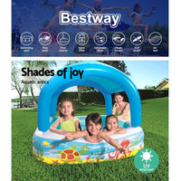 Thumbnail for Bestway Kids Pool 140x140x114cm Inflatable Swimming w/ Canopy Play Pools 265L