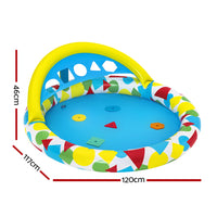 Thumbnail for Bestway Kids Pool 120x117x46cm Inflatable Play Swimming Pools w/ Canopy 45L