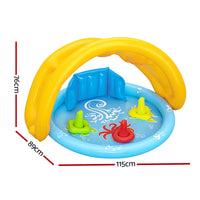 Thumbnail for Bestway Kids Pool 115x89x76cm Inflatable Play Swimming Pools w/ Canopy 31L