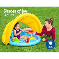 Thumbnail for Bestway Kids Pool 115x89x76cm Inflatable Play Swimming Pools w/ Canopy 31L