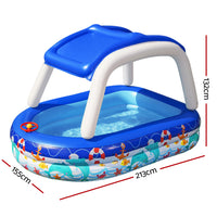 Thumbnail for Bestway Kids Pool 213x155x132cm Inflatable Swimming w/ Canopy Play Pools 282L