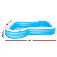 Thumbnail for Bestway Kids Pool 305x274x46cm Inflatable Above Ground Swimming Pools 1207L