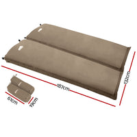 Thumbnail for Weisshorn Self Inflating Mattress Camping Sleeping Mat Air Bed Double Set Coffee