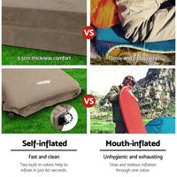 Thumbnail for Weisshorn Self Inflating Mattress Camping Sleeping Mat Air Bed Double Set Coffee