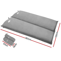 Thumbnail for Weisshorn Self Inflating Mattress Camping Sleeping Mat Air Bed Double Set Grey