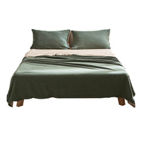 Thumbnail for Cosy Club Cotton Bed Sheets Set Green Beige Cover Double