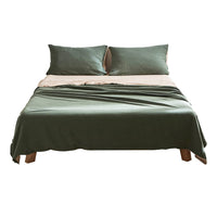 Thumbnail for Cosy Club Cotton Bed Sheets Set Green Beige Cover Single