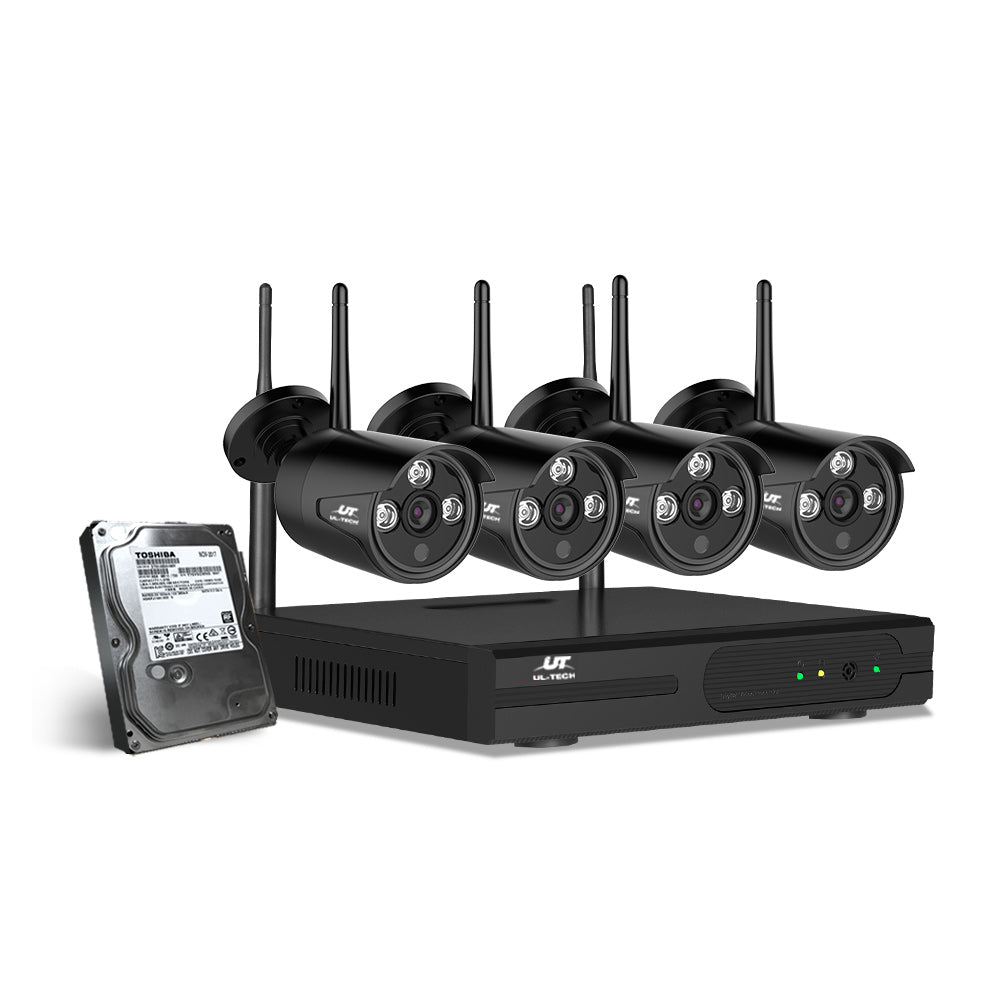 UL-tech Wireless CCTV Security System 8CH NVR 3MP 4 Bullet Cameras 2TB