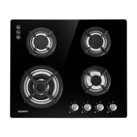 Thumbnail for Devanti Gas Cooktop 60cm 4 Burner Black