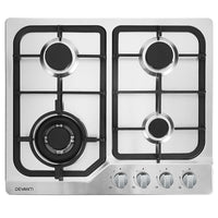 Thumbnail for Devanti Gas Cooktop 60cm 4 Burner Silvir