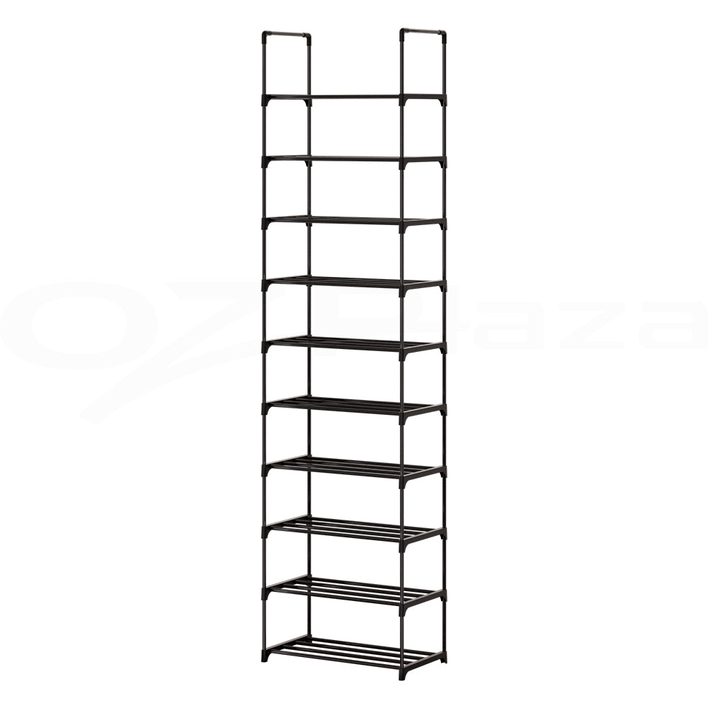 Artiss Shoe Rack Shoe Storage Shelf 10-tier 20 Pairs DIY Stackable Black Metal