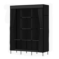 Thumbnail for Artiss Large Portable Clothes Closet Wardrobe with Shelf Black