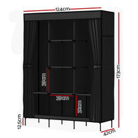 Thumbnail for Artiss Large Portable Clothes Closet Wardrobe with Shelf Black