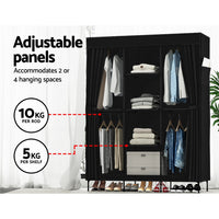 Thumbnail for Artiss Large Portable Clothes Closet Wardrobe with Shelf Black