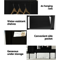 Thumbnail for Artiss Large Portable Clothes Closet Wardrobe with Shelf Black
