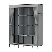 Thumbnail for Artiss Large Portable Clothes Closet Wardrobe with Shelf Grey