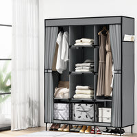 Thumbnail for Artiss Large Portable Clothes Closet Wardrobe with Shelf Grey