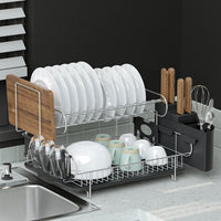 Thumbnail for Cefito Dish Rack Drying Drainer Cup Holder Cutlery Tray Kitchen Organiser 2-Tier