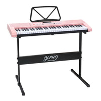 Thumbnail for Alpha 61 Keys Electronic Piano Keyboard Digital Electric w/ Stand Lighted Pink