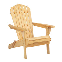 Thumbnail for Gardeon Adirondack Outdoor Chairs Wooden Beach Chair Patio Furniture Garden Natural