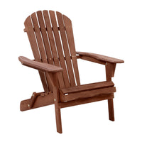 Thumbnail for Gardeon Adirondack Outdoor Chairs Wooden Foldable Beach Chair Patio Furniture Brown