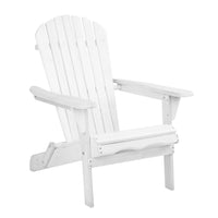 Thumbnail for Gardeon Adirondack Outdoor Chairs Wooden Foldable Beach Chair Patio Furniture White