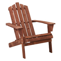 Thumbnail for Gardeon Adirondack Outdoor Chairs Wooden Beach Chair Patio Furniture Garden Brown