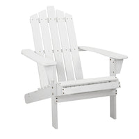 Thumbnail for Gardeon Adirondack Outdoor Chairs Wooden Beach Chair Patio Furniture Garden White