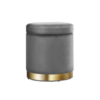Thumbnail for Artiss Ottoman Storage Foot Stool Round Velvet Charcoal