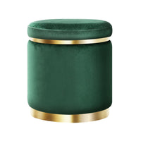 Thumbnail for Artiss Ottoman Foot Stool Round Velvet Green