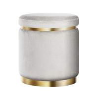 Thumbnail for Artiss Ottoman Foot Stool Round Velvet Grey