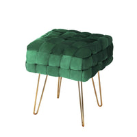 Thumbnail for Artiss Ottoman Foot Stool Woven Velvet Green