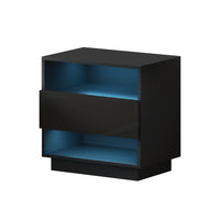 Thumbnail for Artiss Bedside Table LED with 2 Shelves - HANA Black